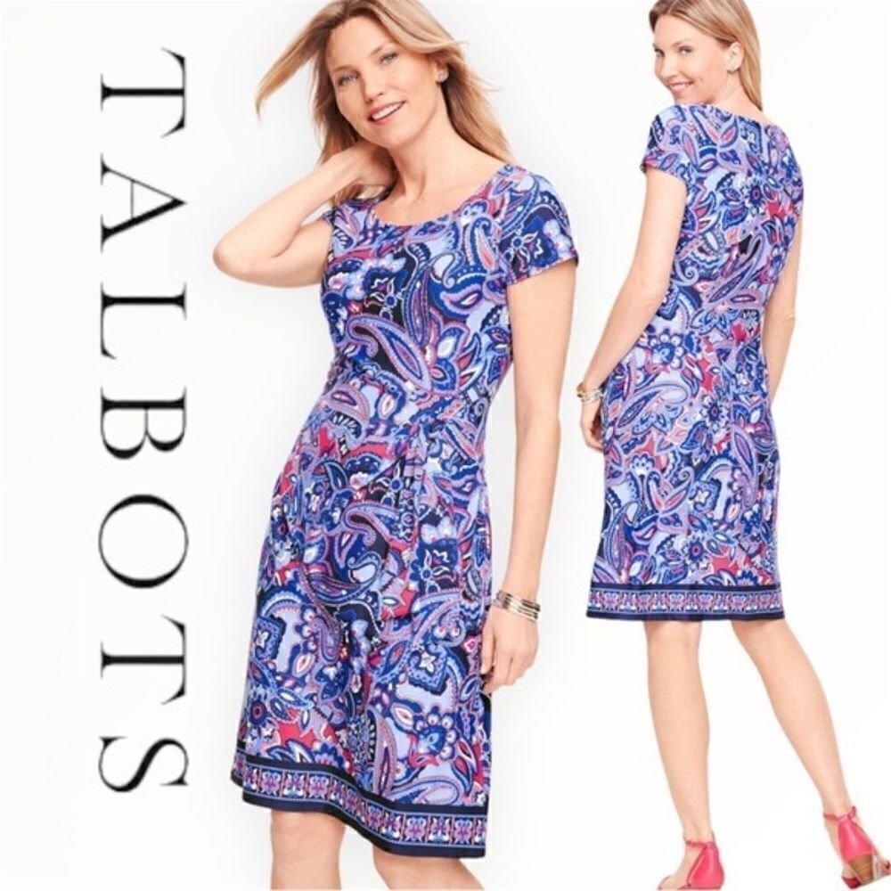 NWT Talbots Faux Wrap Paisley Jersey Shift  Dress Plus Petite Womens 1XP